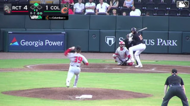 Jordan Groshans singles on a sharp line drive to left fielder Tucker Flint. Ambioris Tavarez scores.