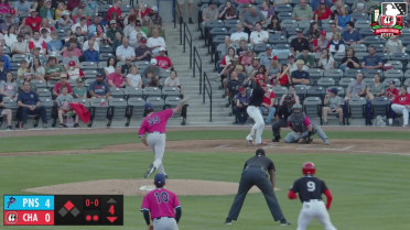 Austin Hendrick doubles (7) on a line drive to right fielder Dillon Lewis. Zavier Warren scores.