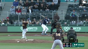 Colt Emerson doubles (2) on a fly ball to left fielder Nick Solak. Rhylan Thomas scores. Ryan Bliss to 3rd.