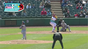 Luke Davis singles on a line drive to center fielder John Bay. Brady Day scores.