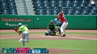Victor Cardoza singles on a line drive to left fielder Bernard Moon. Matthew Ferrara scores. Lyle Miller-Green to 2nd.
