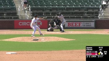 J.J. D'Orazio singles on a ground ball to right fielder Drake Logan. Raudi Rodriguez scores.