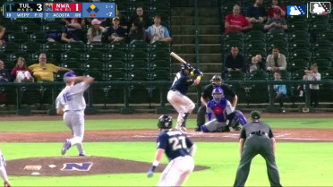 Angel Acosta doubles (1) on a line drive to right fielder Jose Izarra. Canyon Brown scores.