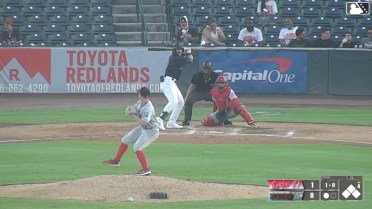 Jake Brown homers (1) on a fly ball to right field.