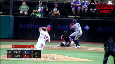 Mairoshendrick Martinus doubles (18) on a line drive to center fielder Jose Alpuria. Brendan Tunink scores.