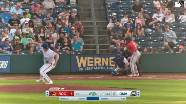 Johnathon Thomas homers (1) on a fly ball to left field.