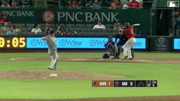 Connor Norby homers (1) on a fly ball to right center field.