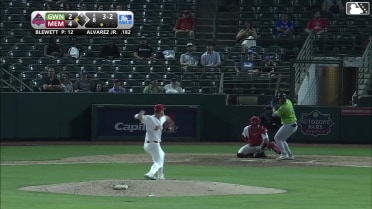 Nacho Alvarez Jr. walks. Jim Jarvis scores. Wild pitch by pitcher Scott Blewett.