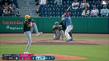 Jaeden Calderon grounds into a double play, second baseman Dylan Palmer to shortstop Eddie Rynders to first baseman Luke Scherrer. Will Vierling out at 2nd. Jaeden Calderon out at 1st.