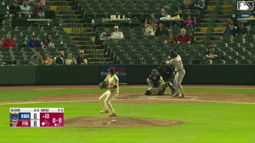 Jorge Alfaro out on a sacrifice fly to right fielder Orlando Martinez. Brett Squires scores.