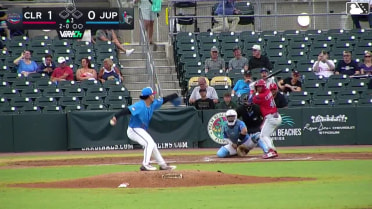 Victor Cardoza homers (1) on a fly ball to center field.