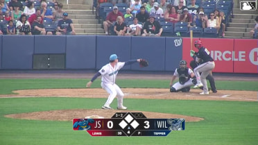 Brandon Lewis homers (5) on a fly ball to left field.