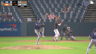 Frederick Bencosme singles on a ground ball to center fielder Jace Avina. Aron Estrada scores.
