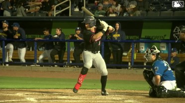 Brendan Jones homers (1) on a fly ball to right field.