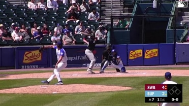 Yanquiel Fernández homers (18) on a fly ball to right field.