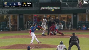 Yanquiel Fernández singles on a ground ball to right fielder Bryan De La Cruz. Jonathan Ornelas scores. George Lombard Jr. to 3rd.