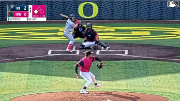 David Mershon out on a sacrifice fly to center fielder Lisbel Diaz. Matt Coutney scores.