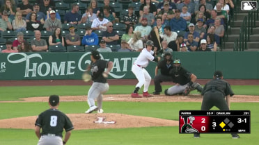 Charles Davalan out on a sacrifice fly to left fielder Breyson Guedez. Eduardo Quintero scores.