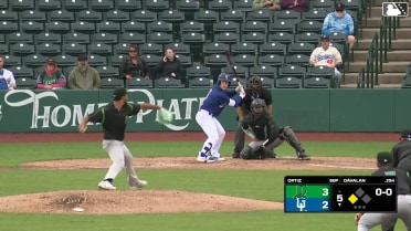 Charles Davalan singles on a line drive to left fielder Anthony Stephan. Jose Izarra scores.