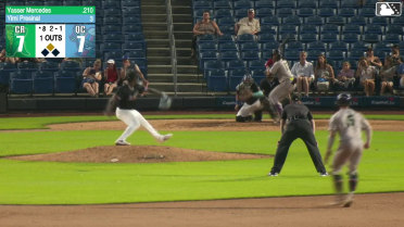 Yasser Mercedes singles on a line drive to left fielder Luke Pelzer, deflected by shortstop Tyriq Kemp. Caden Kendle scores.