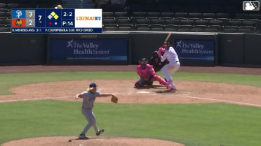 Joey Meneses grounds into a double play, third baseman Tanner Schobel to second baseman Harry Genth to first baseman Aaron Sabato. Michael Stefanic out at 2nd. Joey Meneses out at 1st.