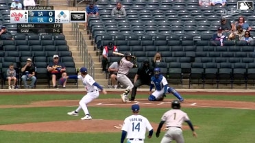 Romeo Sanabria singles on a ground ball to right fielder Chris Newell. Kai Murphy scores.