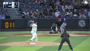 Diego Mosquera out on a sacrifice fly to center fielder Camden Troyer. Yohairo Cuevas scores.