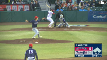 Eddie Micheletti Jr. homers (1) on a line drive to right center field.