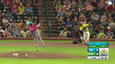 Rosman Verdugo doubles (10) on a line drive to left fielder Jose Meza. Dylan Grego scores. Ryan Wideman out at home on the throw, left fielder Jose Meza to third baseman Mairo Martinus to catcher Anson Aroz.