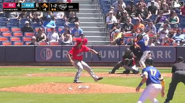 Jose Devers triples (3) on a sharp fly ball to center fielder Bo Davidson. Jacob Cozart scores. Juan Benjamin scores.