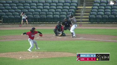 Josh Hood homers (8) on a fly ball to left field.
