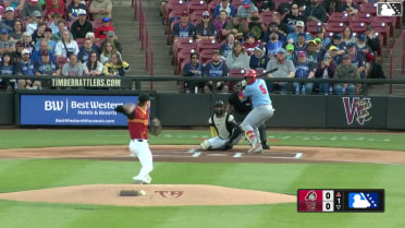 Jesús Báez homers (10) on a fly ball to left center field.