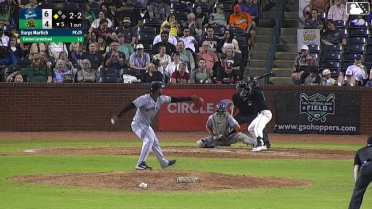 Easton Carmichael doubles (2) on a line drive to right fielder Ethan Frey. Axiel Plaz scores.