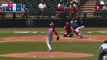 Miguel Palma reaches on a fielding error by third baseman Raider Tello. Coby Morales scores. DJ Gladney to 3rd. Josh Moylan to 2nd.