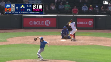 Brett Harris homers (1) on a fly ball to left center field. Drew Swift scores.