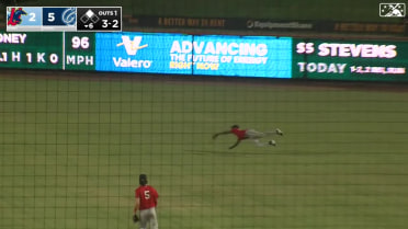Alerick Soularie lays out to make a diving catch