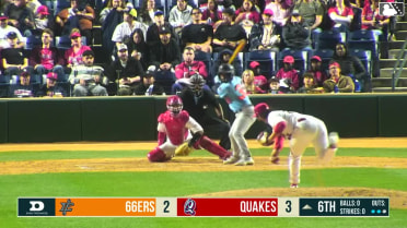 Ricardo Cova homers (1) on a fly ball to left field.