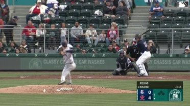 Patrick Wisdom homers (19) on a fly ball to left field.