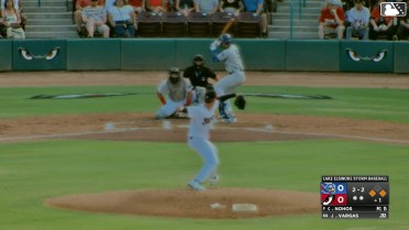 Joendry Vargas triples (5) on a line drive to right fielder Jesmaylin Arias. Easton Shelton scores. Ching-Hsien Ko scores.