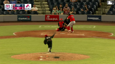Henry Godbout out on a sacrifice fly to right fielder Lisbel Diaz. Will Turner scores.