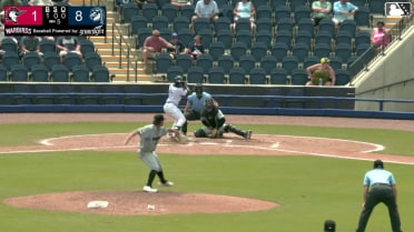 Luis Lameda singles on a line drive to right fielder DJ Newman. Rylan Mills scores.