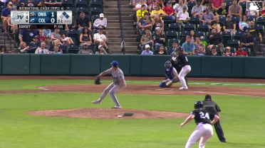 Kody Huff doubles (16) on a line drive to left fielder Drew Waters. Kyle Manzardo scores. Ralphy Velazquez to 3rd.