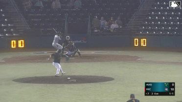 Juan Mateo doubles (14) on a line drive to left fielder Kaden Carpenter. Junior Tilien scores.