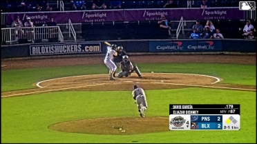 David García singles on a ground ball to second baseman Cristian Hernández, deflected by first baseman Dylan Jasso. Mark Coley II scores.