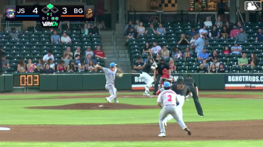 Theo Gillen singles on a line drive to left fielder Raider Tello. Tom Poole scores. Theo Gillen to 2nd.