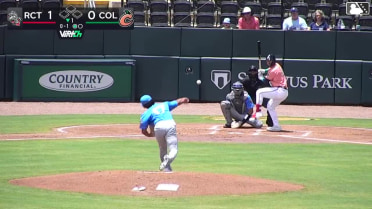 Kyle Farmer homers (1) on a fly ball to left center field.