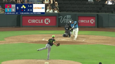 Brian Serven doubles (12) on a line drive to center fielder Gilberto Celestino. Joey Meneses scores. Brett Harris scores.