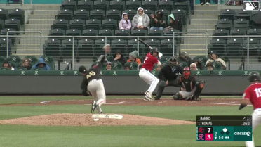 Rhylan Thomas singles on a line drive to center fielder Grant McCray. Jhonny Pereda scores.