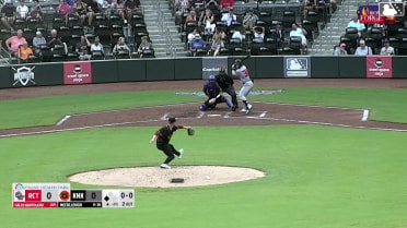 Caleb Bartolero singles on a ground ball to left fielder Carter Trice. Jake Munroe scores.