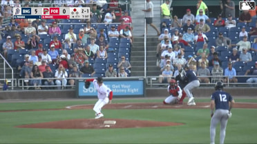 Kevin Parada doubles (10) on a sharp line drive to left fielder Tyler McDonough. John Bay scores.